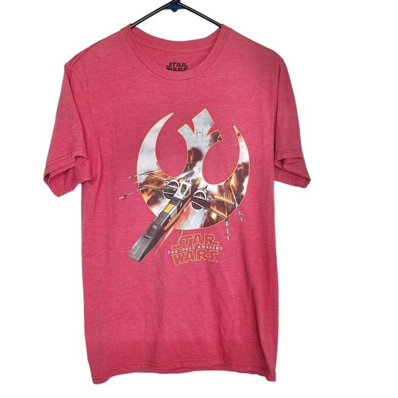 Stars Wars Mens T Shirt The Force Awakens Medium Logo Print Preppy Short Sleeve - Picture 1 of 12